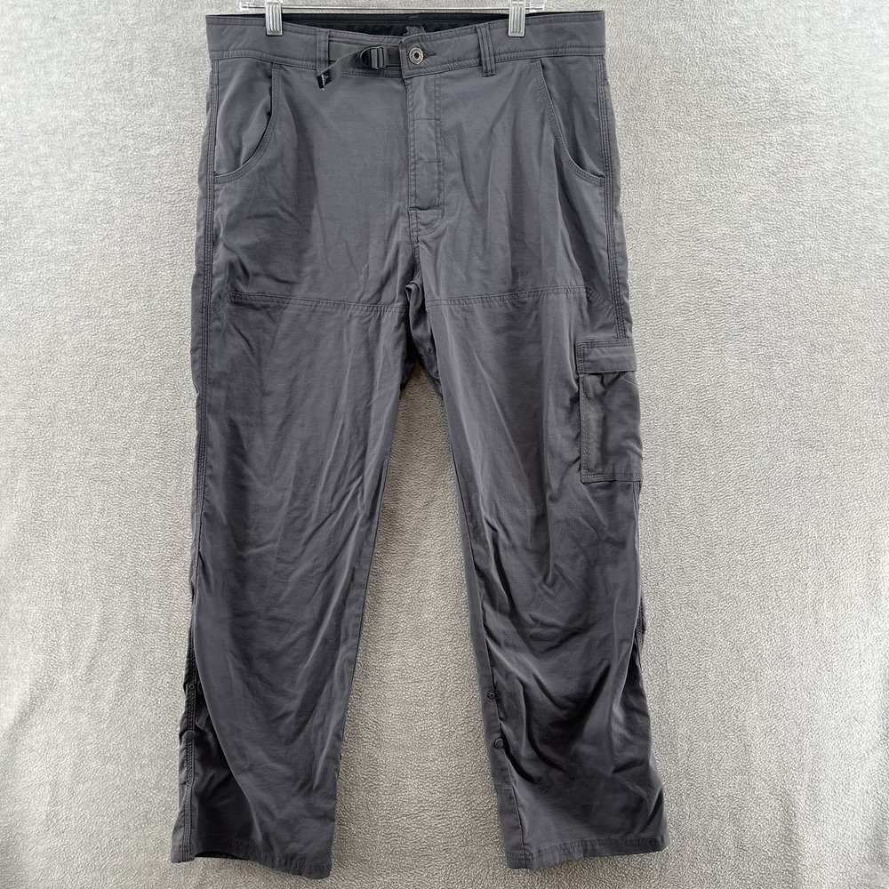 Prana Men's Size L Gray Cargo Outdoor Belted Stretch Pants